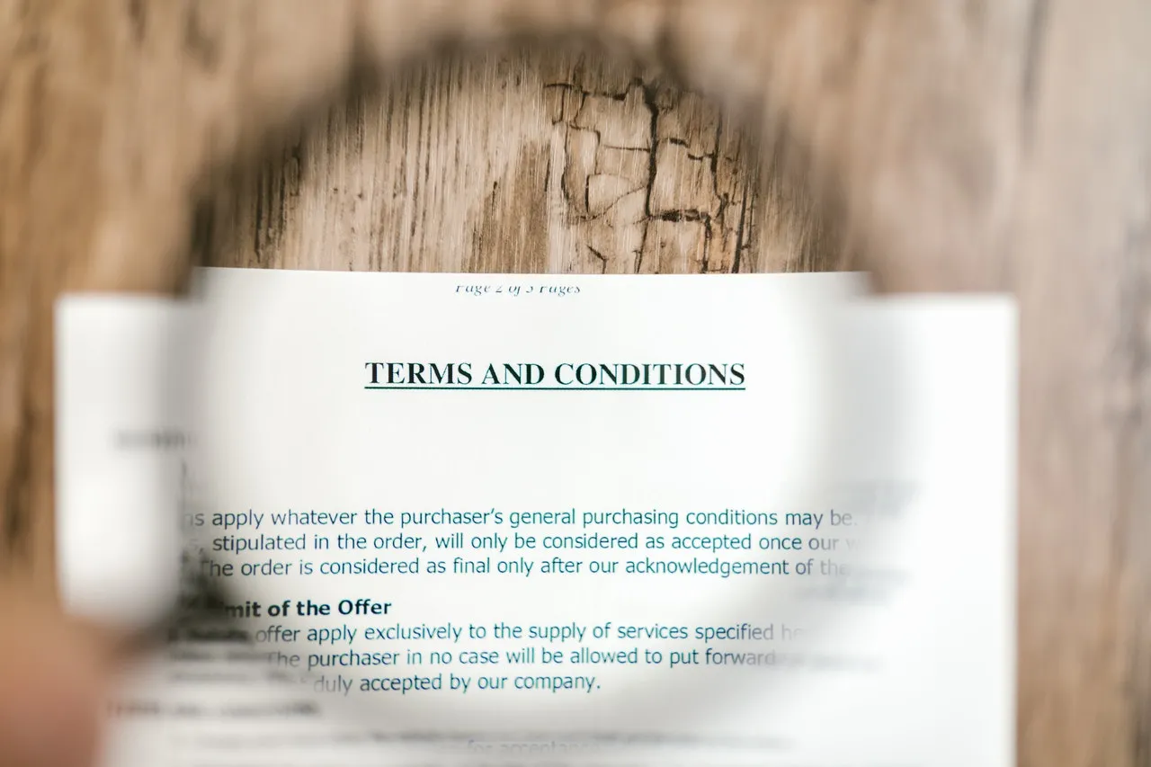 Terms and conditions contract