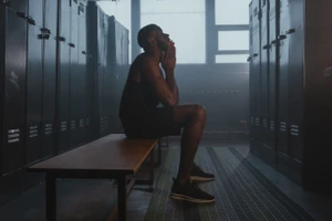 Player alone in locker room