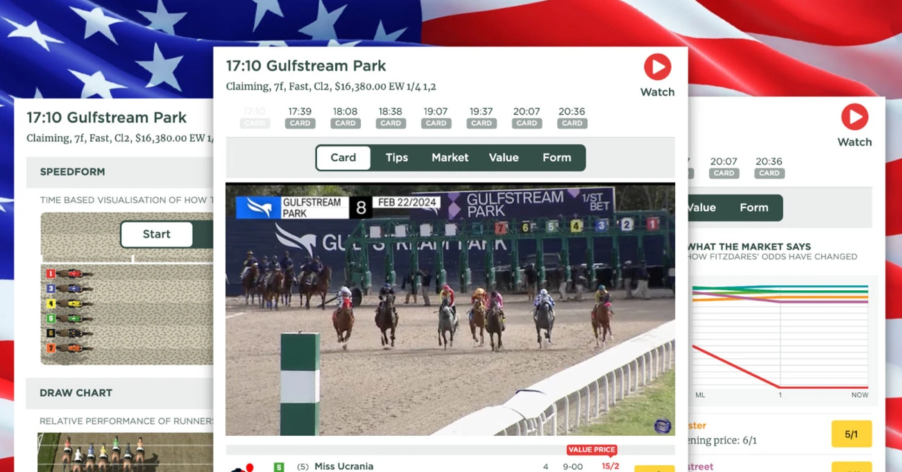 Screengrabs displaying what the app coverage of horse racing looks like