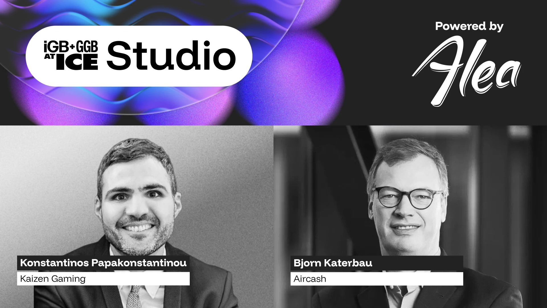 Konstantinos Papakonstantinou and Bjorn Katerbau address a central theme shaping the industry’s AI debate at ICE Barcelona 2026