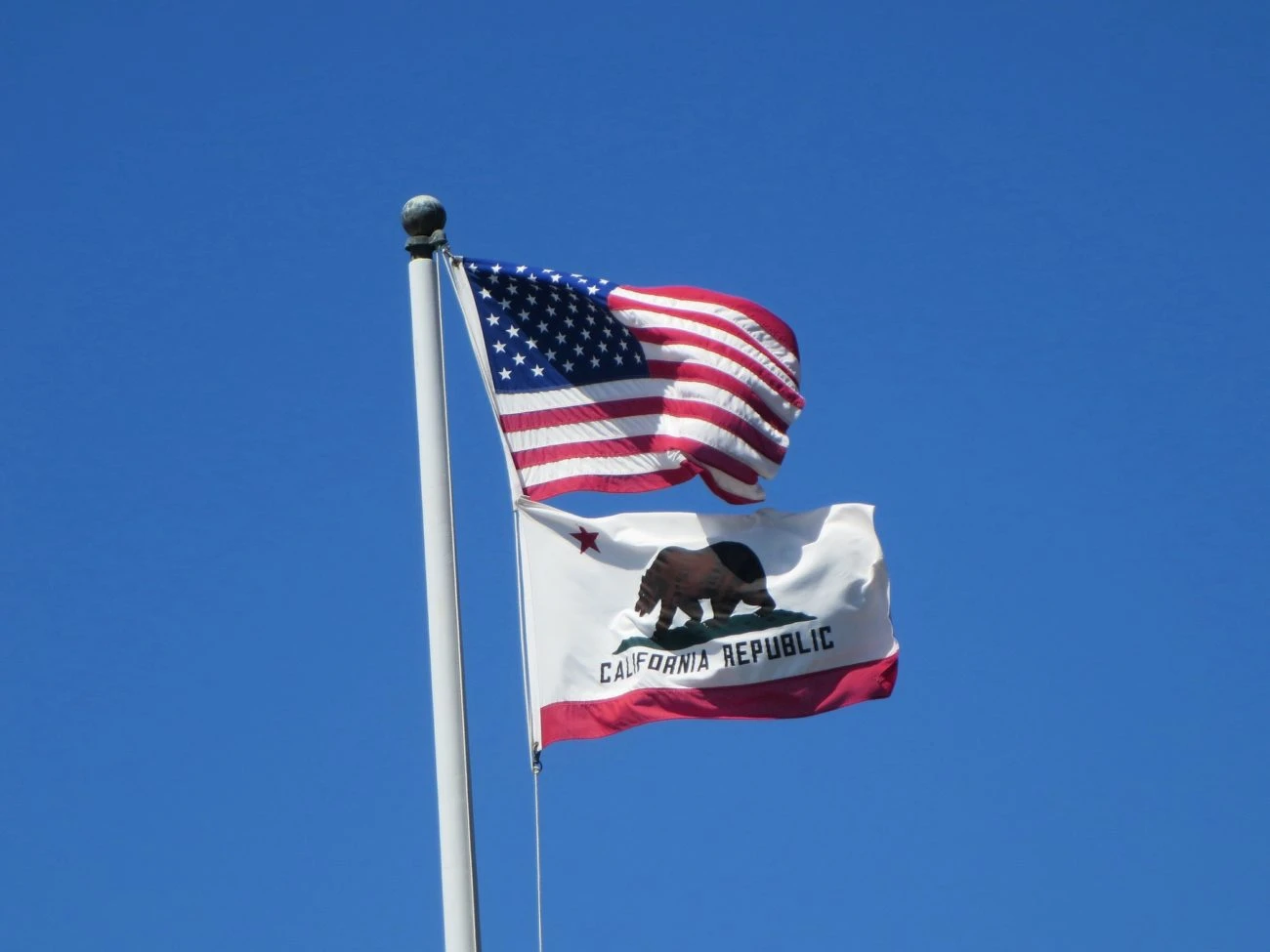 California and US flags