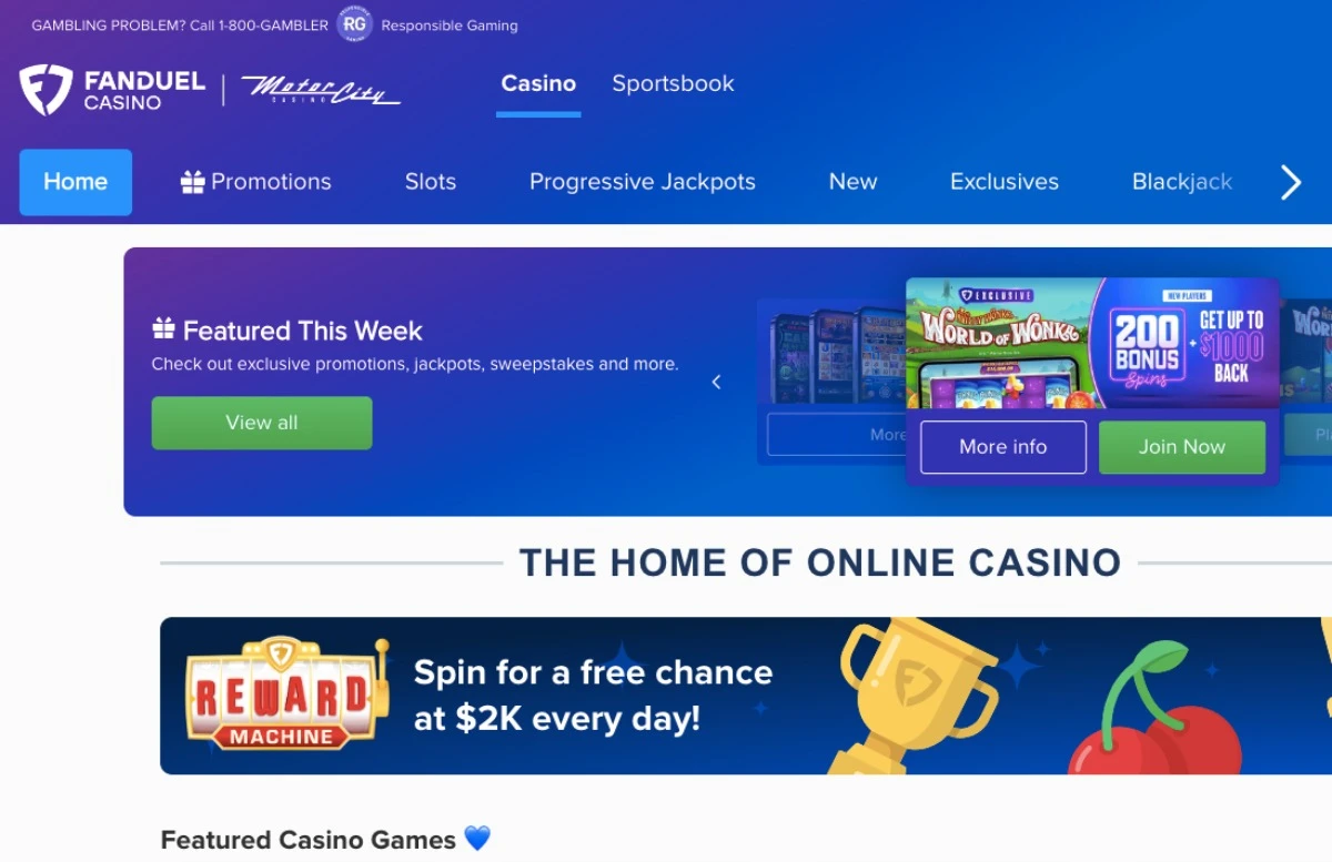 fanduel landing page online casino