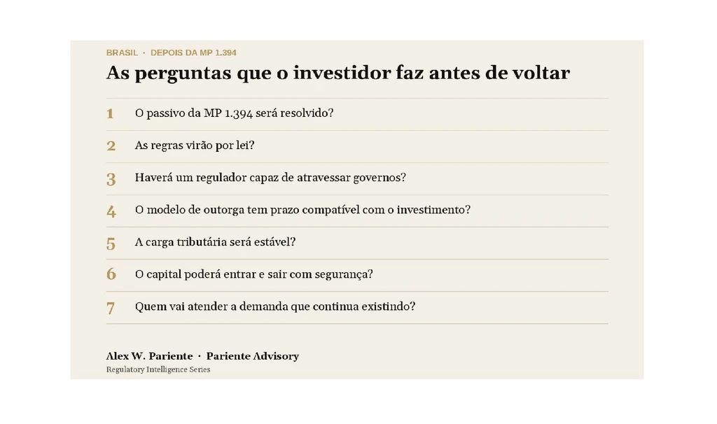  "As sete perguntas que o investidor faz antes de voltar ao Brasil, por Alex W. Pariente".