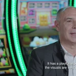 Arnaud Mandret, manager of Kasino Vannes with slot machines in the background