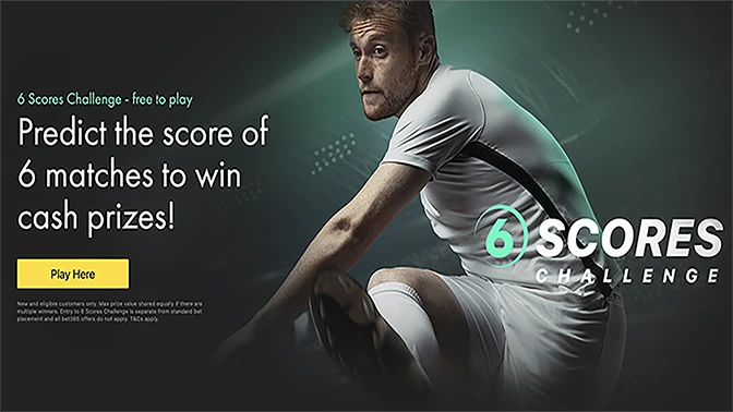 Predict six correct scores to win up to £1m with Bet365