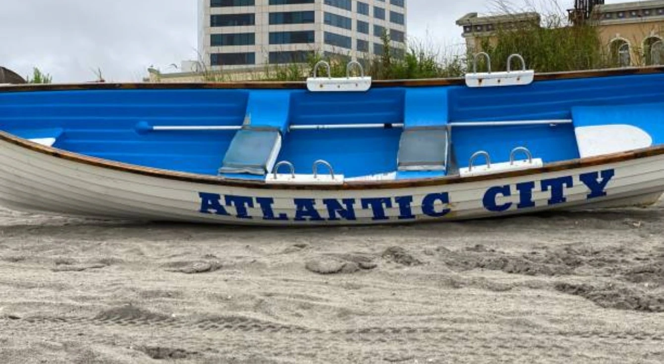 canoe with atlantic city stenciled on
