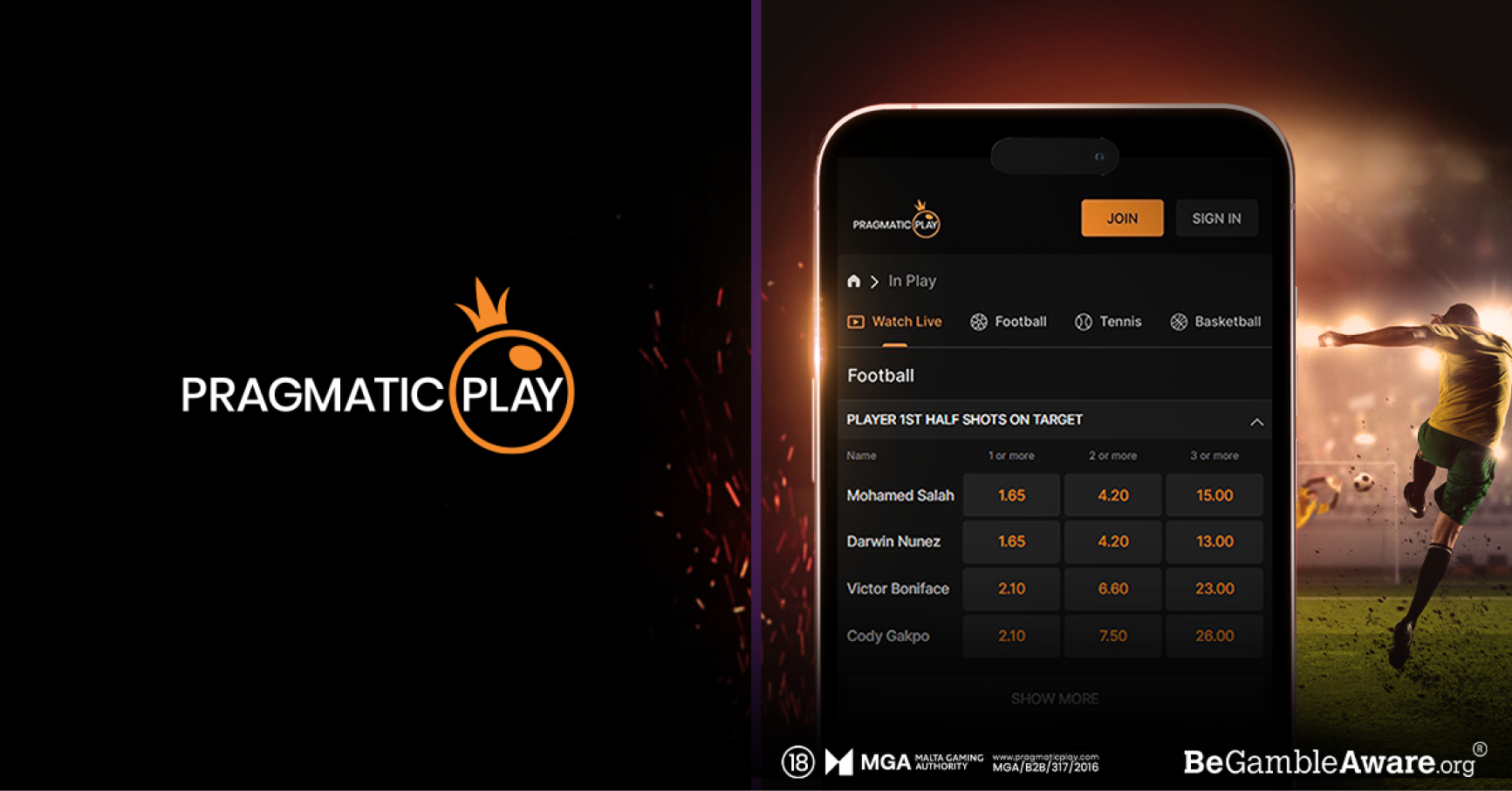 Pragmatic Play adds football player markets to sportsbook offering