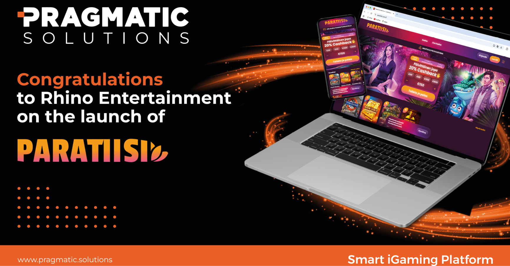 Rhino Entertainment launches Paratiisi Casino on Pragmatic Solutions’ PAM platform