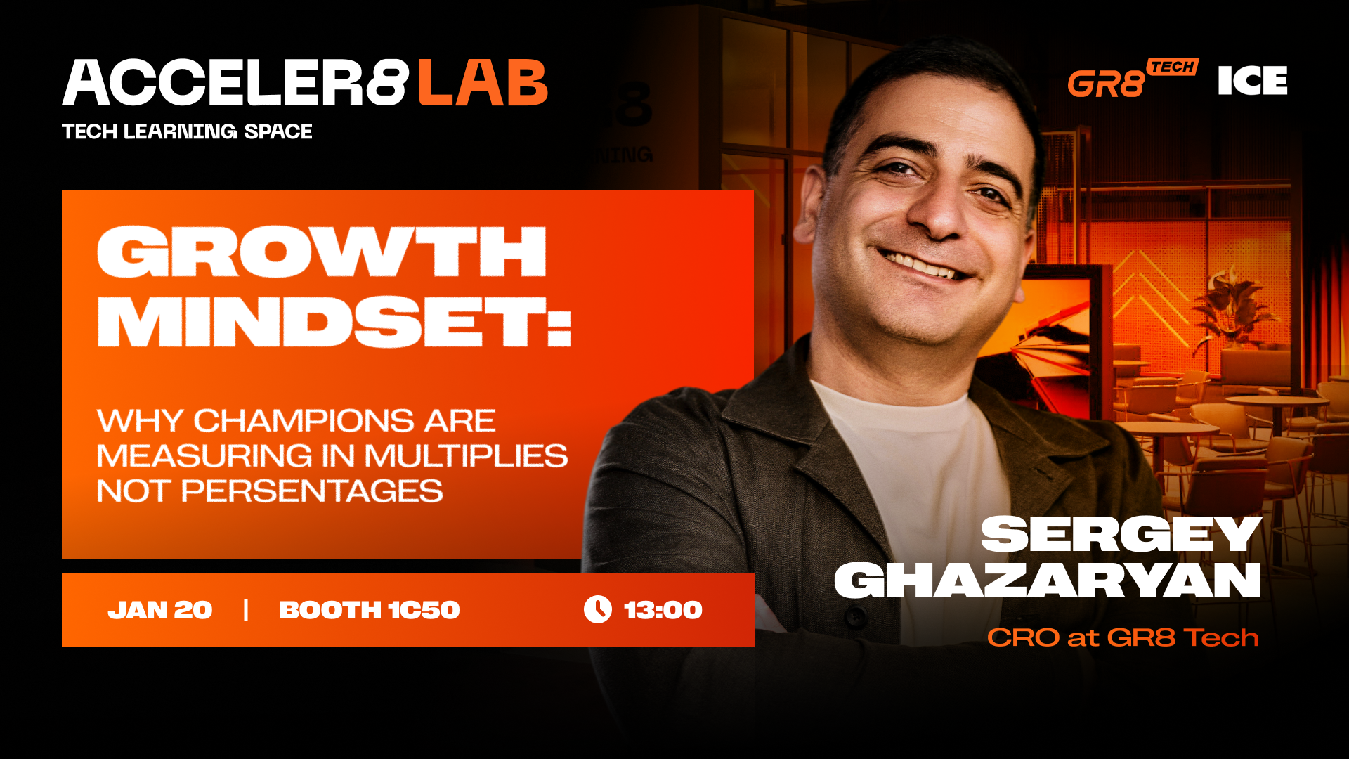 Sergey Ghazaryan speaker acceler8 lab speaker announcement graphic