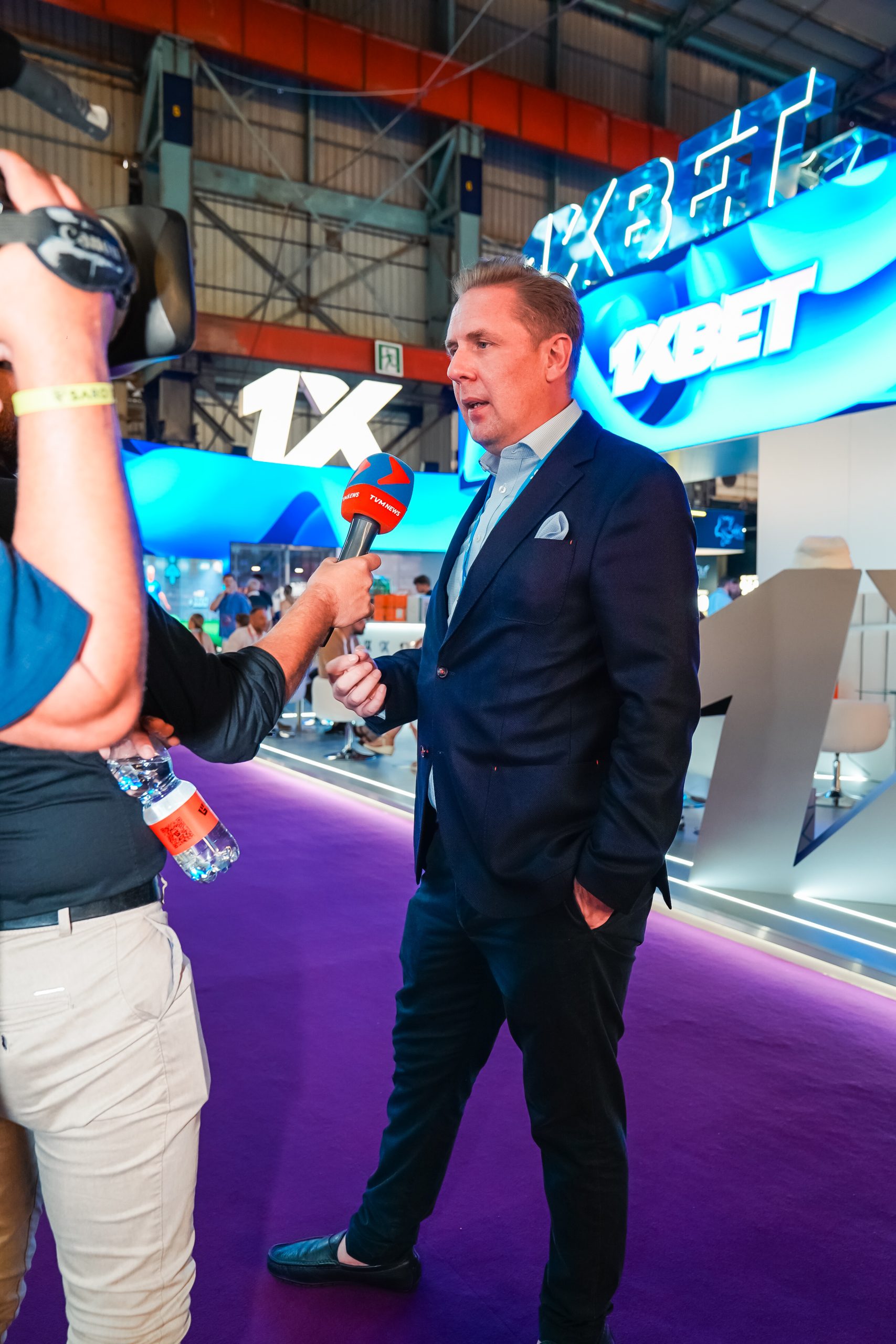 Simon Westbury being interviewed at an event